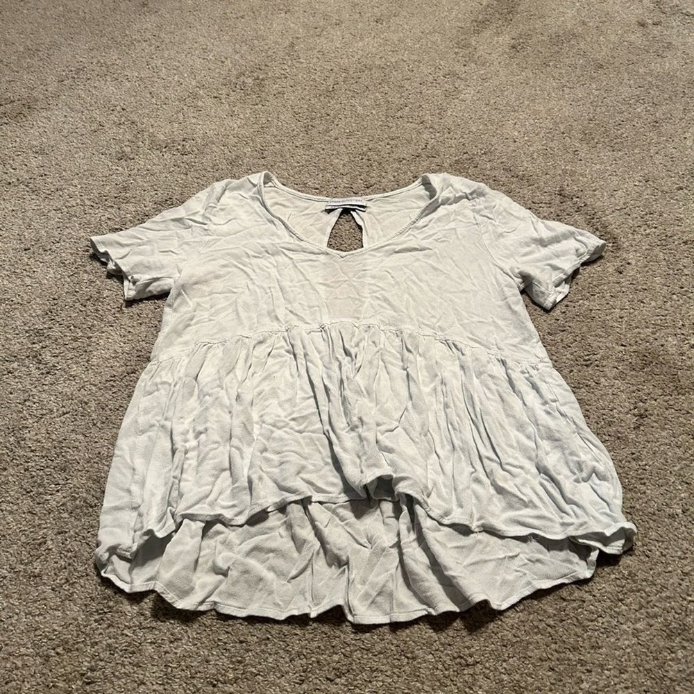 Urban Outfitters White Peplum V-Neck Open Back Keyhole Top‎ women Size Medium